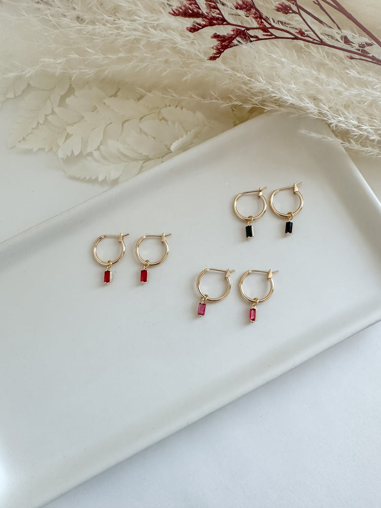 Dainty Gemstone Hoops