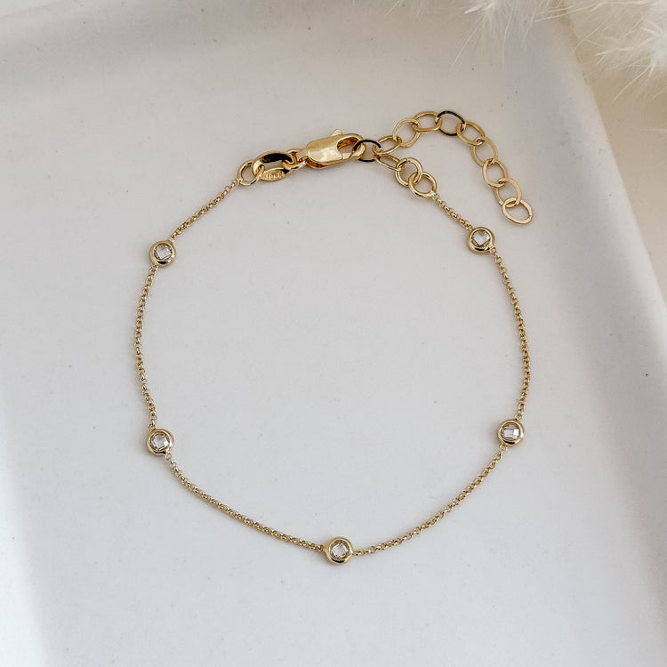 18k Gold Filled CZ Bezel Bracelet
