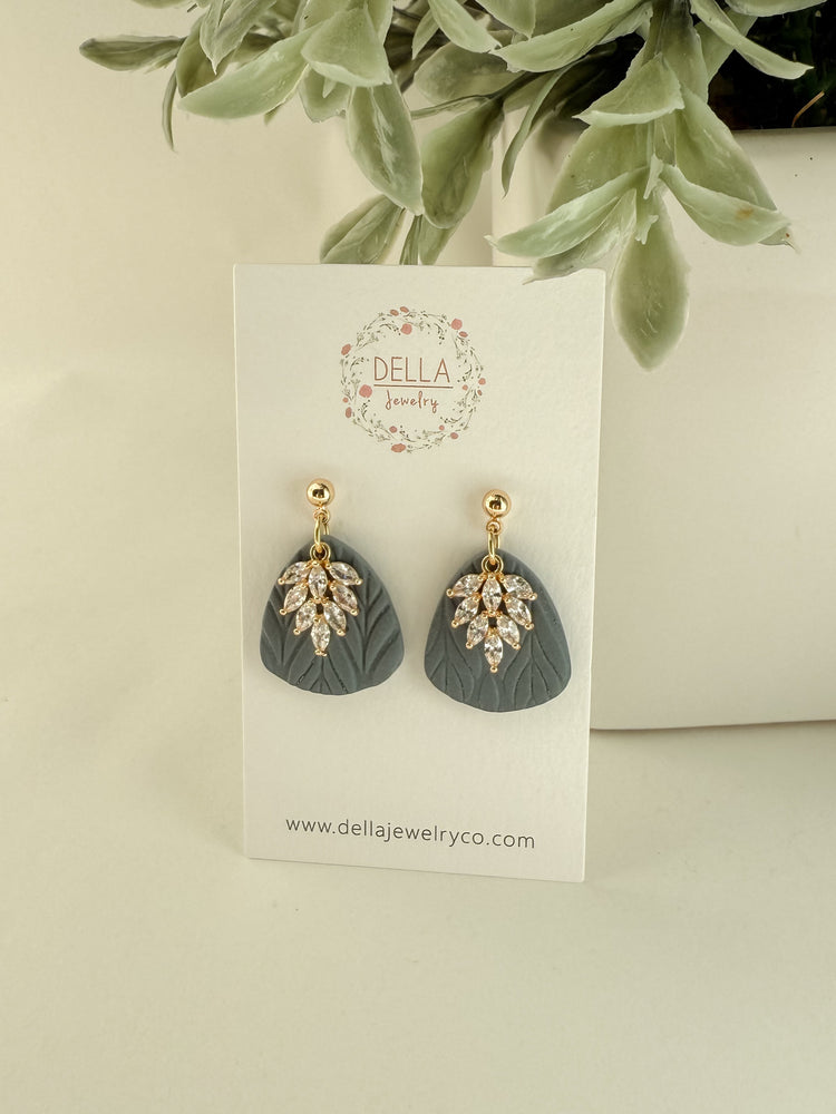 Slate Crystal Leaf Dangles