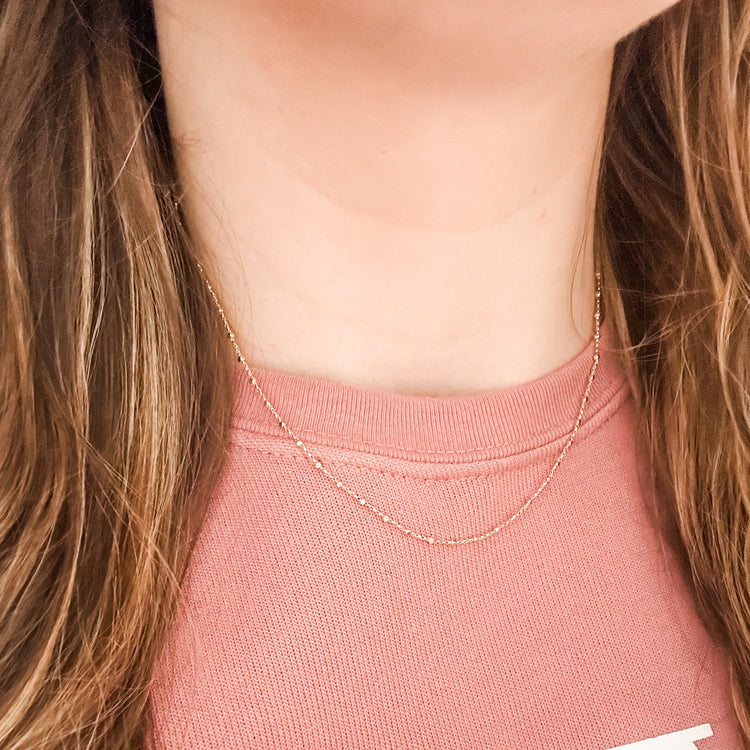 18k Gold Filled Beaded Chain Necklace