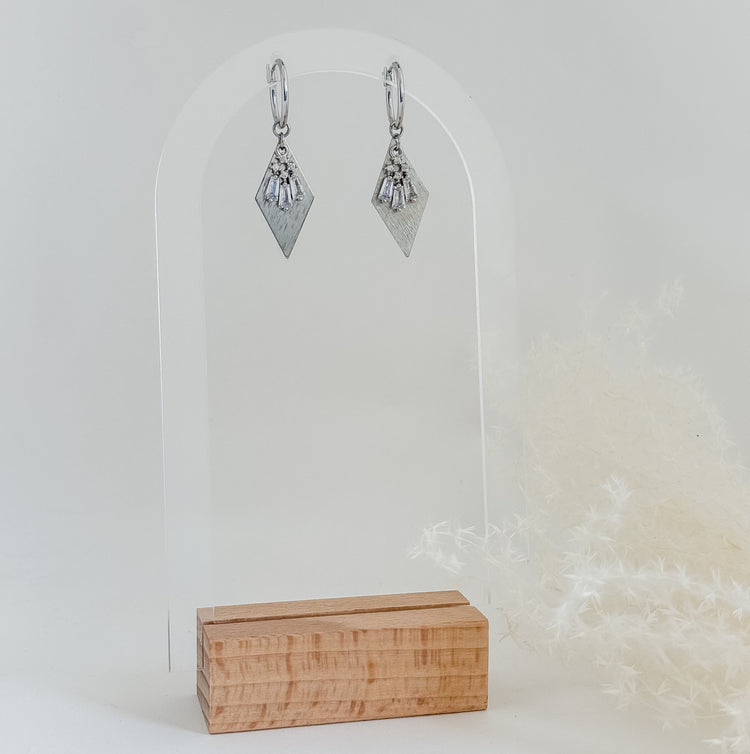 Silver Brushed Diamond Drops