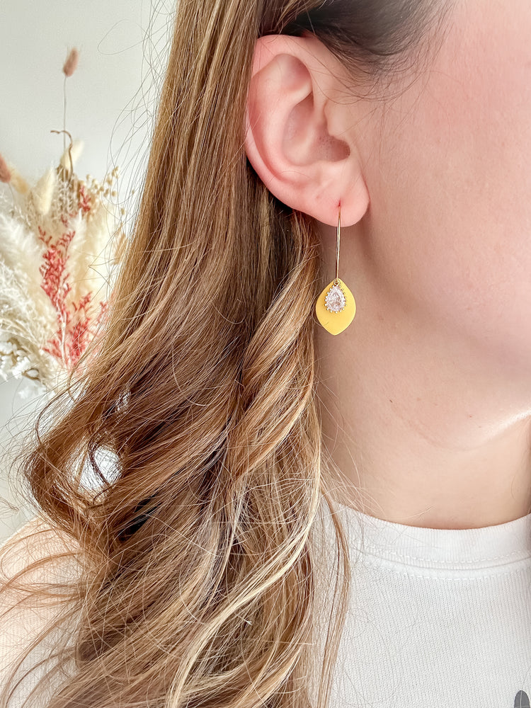 CZ Layered Drop Hoop Earrings