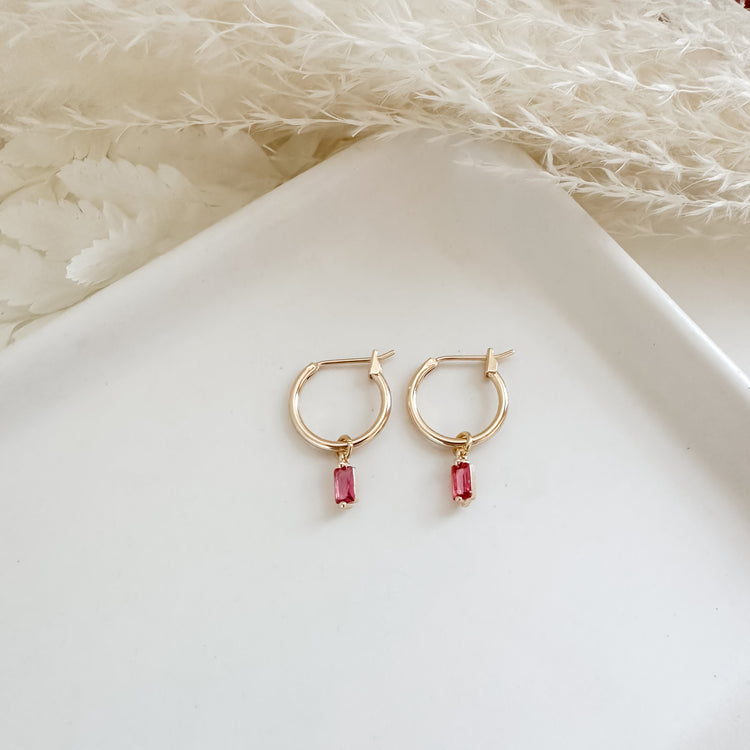 Dainty Gemstone Hoops