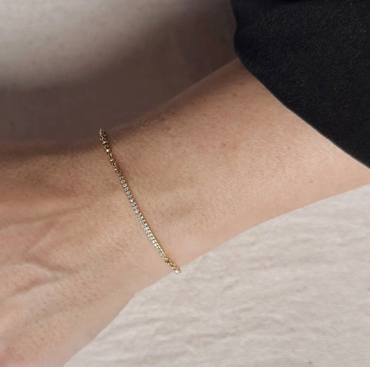 18k Gold Filled CZ Bar Bracelet