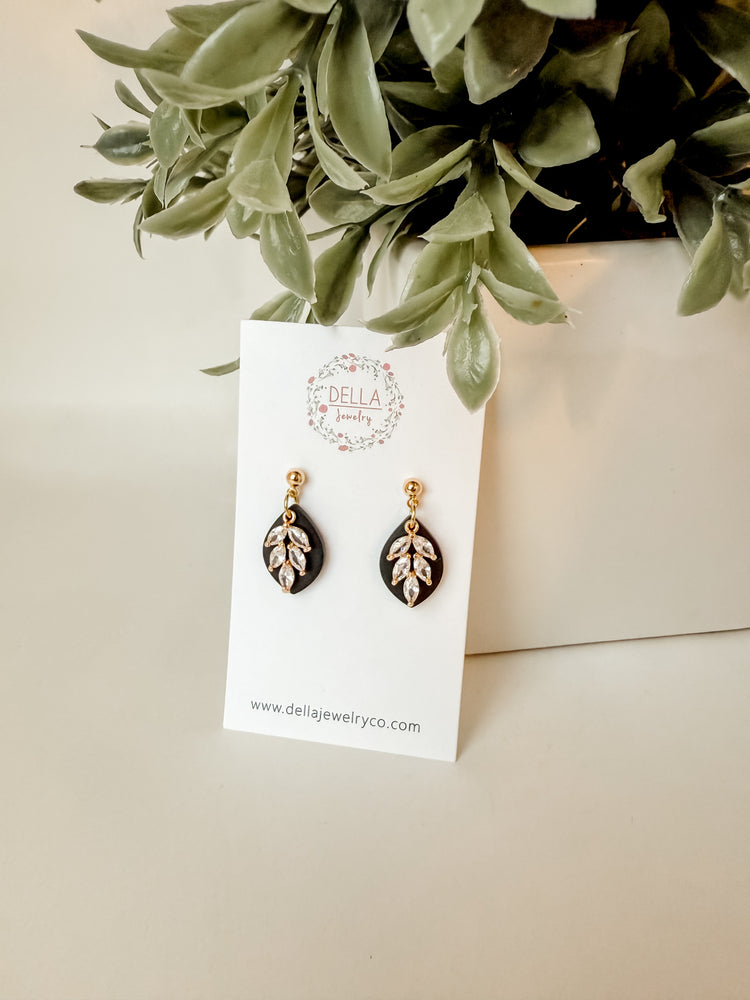 Polymer Clay Black Leaf Drops