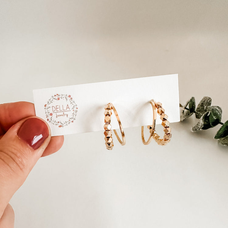 Sparkle Double Gold Hoops