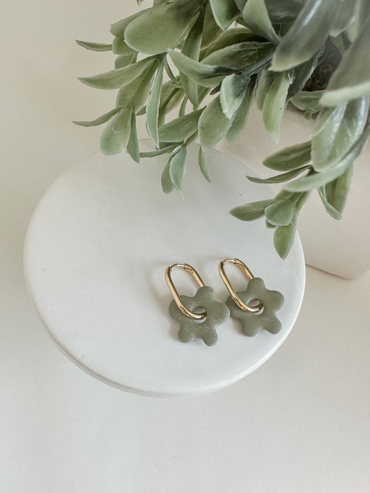 Green Flower Power Hoops