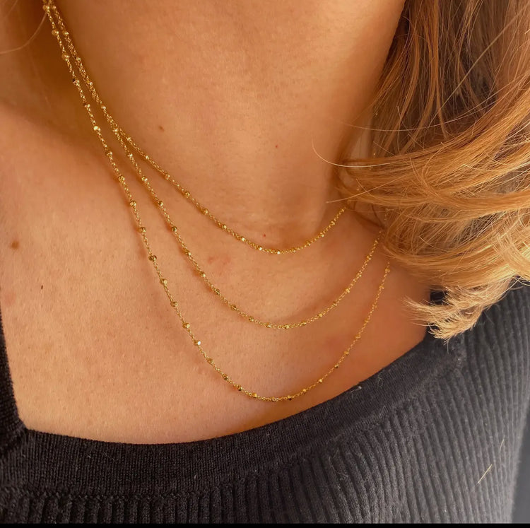 18k Gold Filled Beaded Chain Necklace