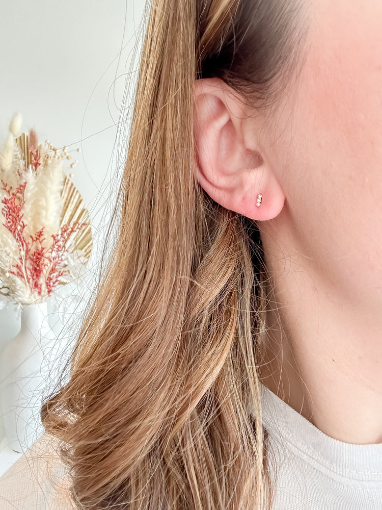 Dainty Three Pearl Studs