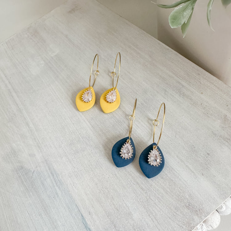 CZ Layered Drop Hoop Earrings