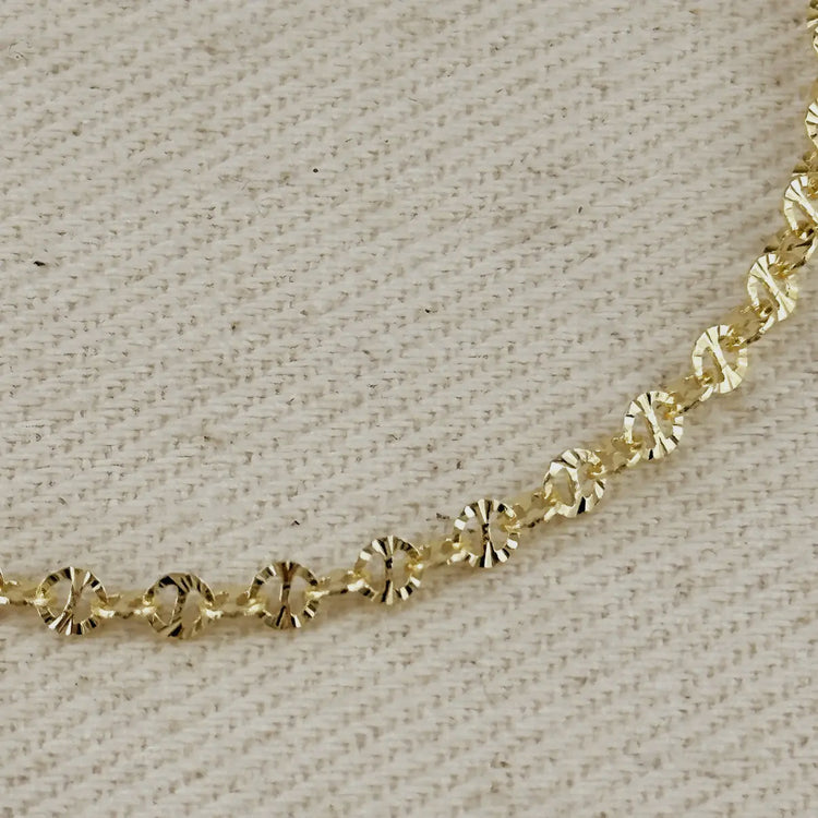 18k Gold Filled Diamond Cut Mirror Chain Bracelet