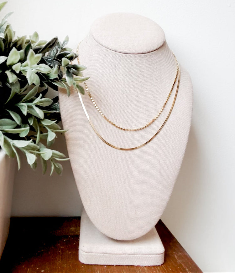 18k Gold Filled Herringbone Chain Necklace