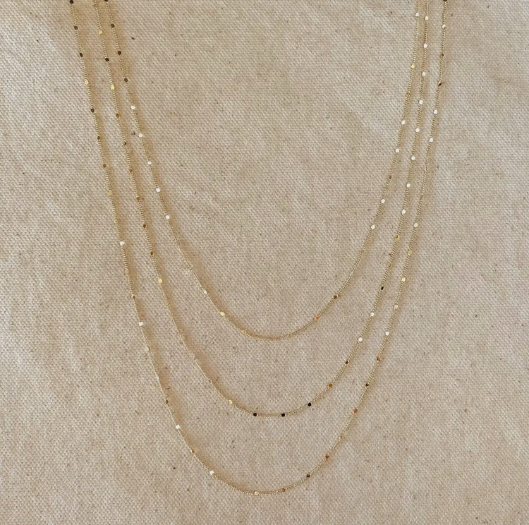 18k Gold Filled Pressed Details Chain Necklace