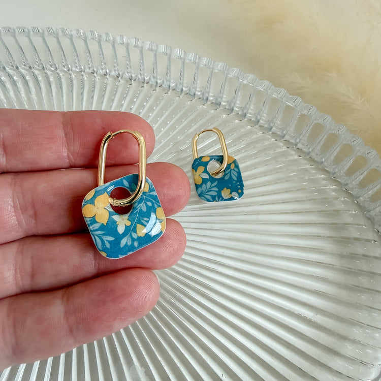 Blue & Yellow Resin Floral Hoops