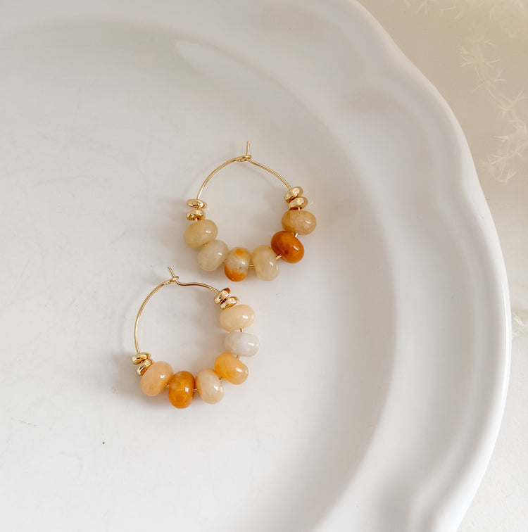 Honey Stone Gold Hoops