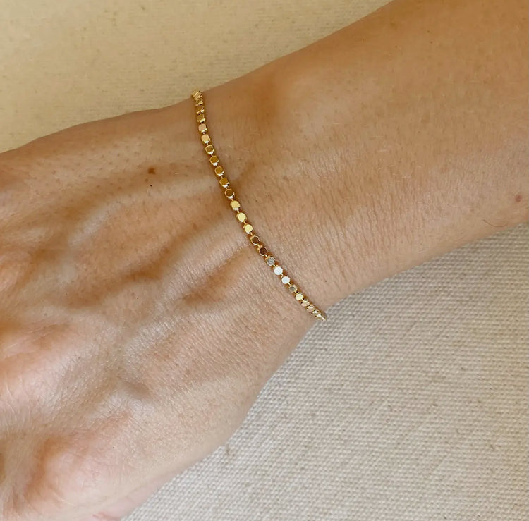 18k Gold Filled Flat Ball Bracelet
