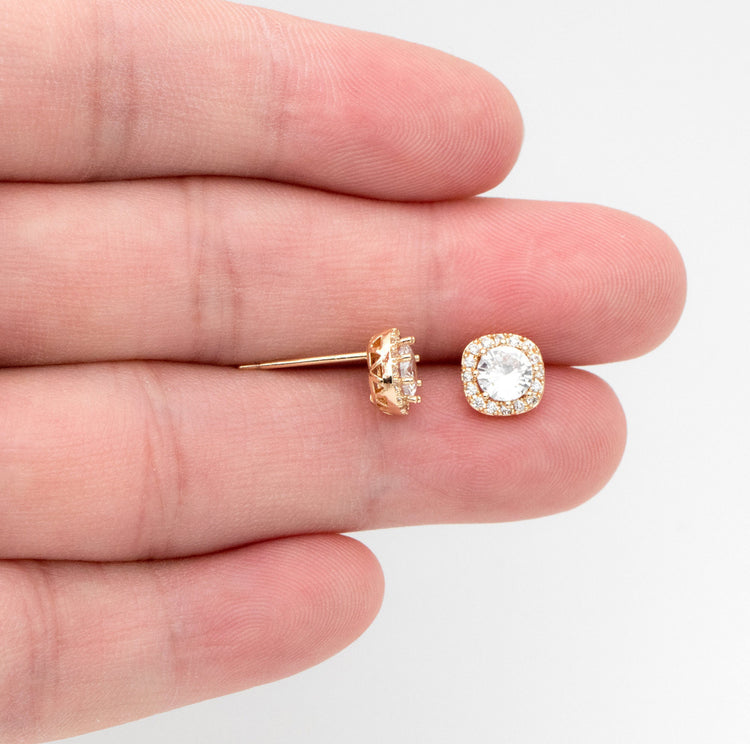 CZ Rounded Square Studs