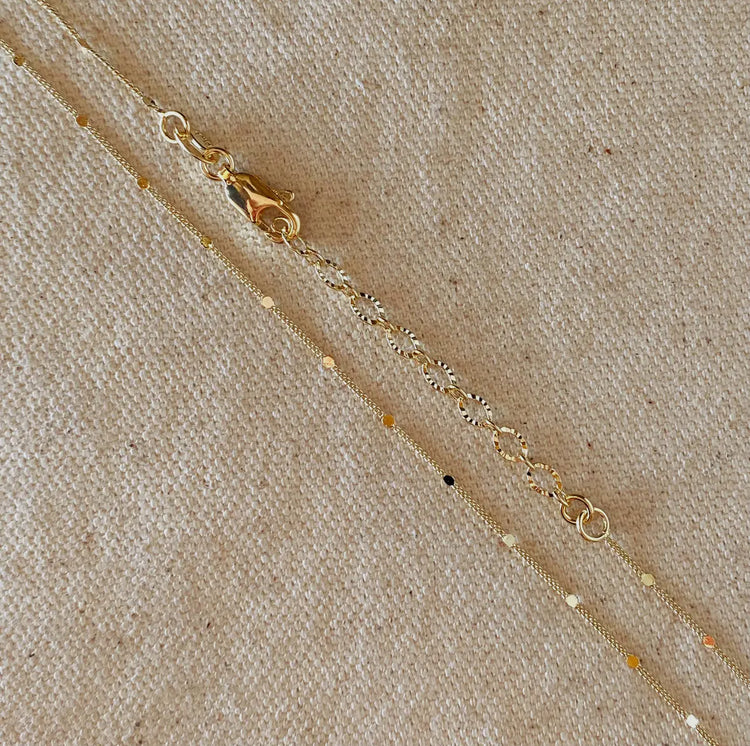 18k Gold Filled Pressed Details Chain Necklace