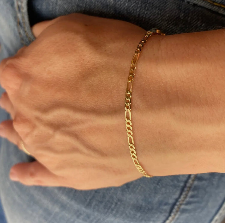 18k Gold Filled Figaro Chain Bracelet