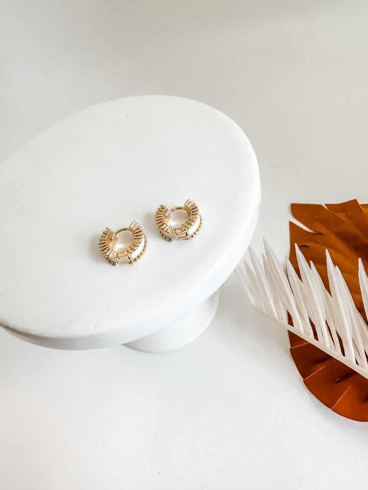 Dainty White Huggie Hoops