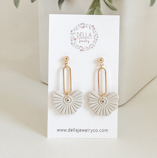 Cream Polymer Clay Drop Earrings