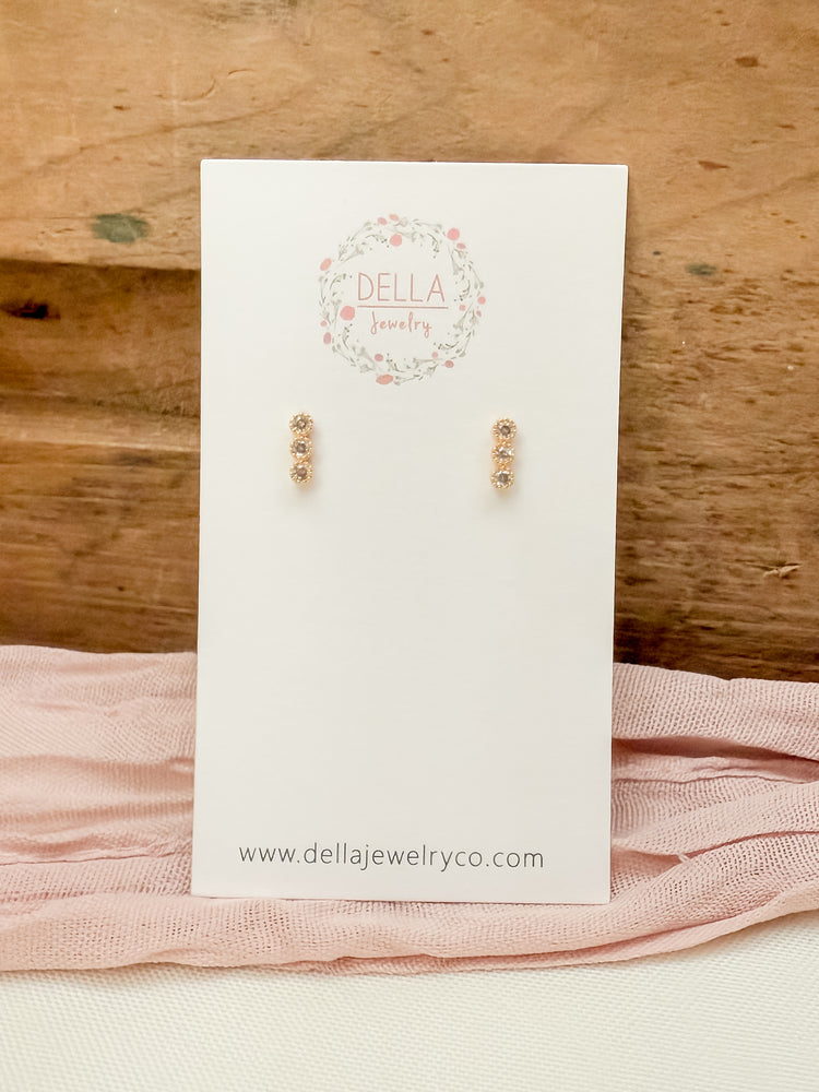 CZ Triple Dot Bar Studs