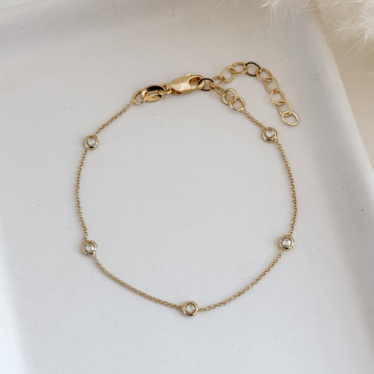 18k Gold Filled CZ Bezel Bracelet