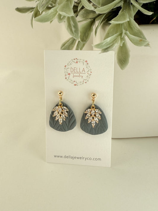 Slate Crystal Leaf Dangles