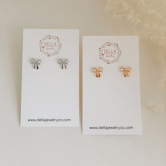 CZ Dainty Bow Studs