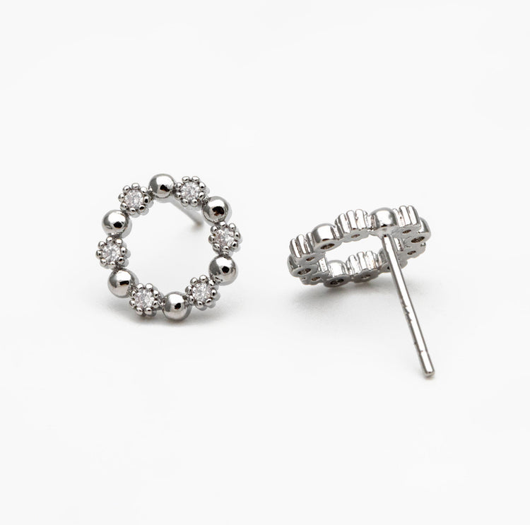 Circle “Wreath” CZ Studs