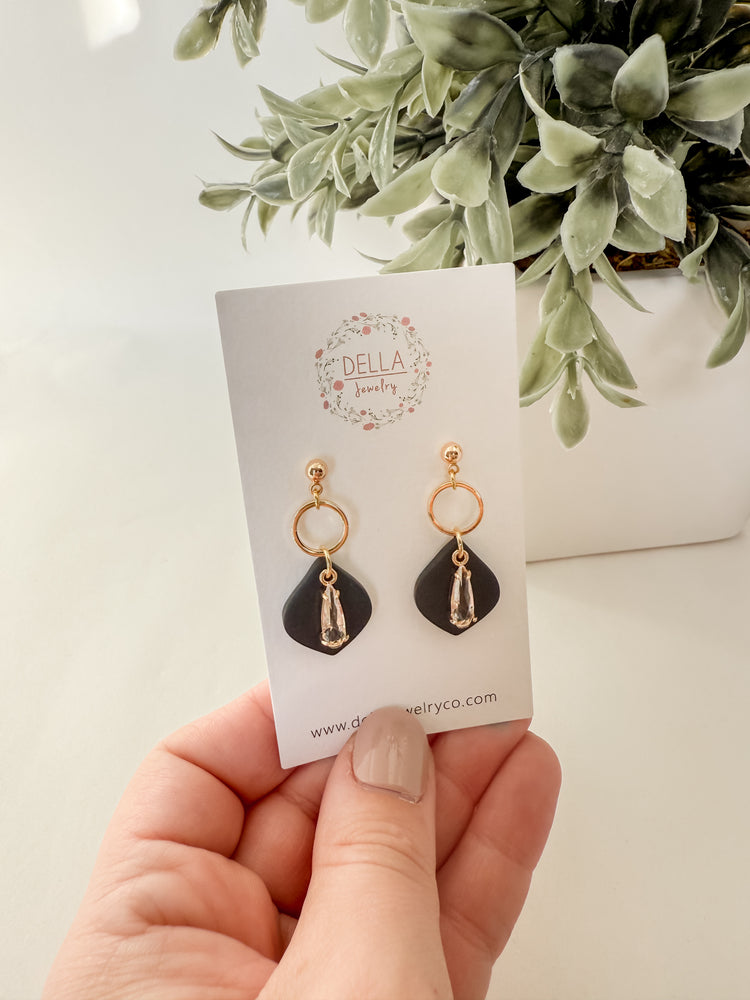 Black Polymer Clay Diamond Drops