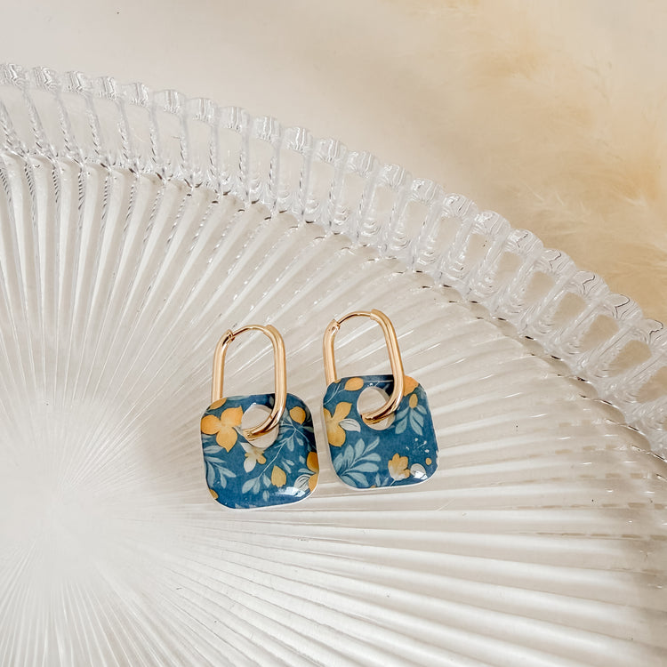 Blue & Yellow Resin Floral Hoops