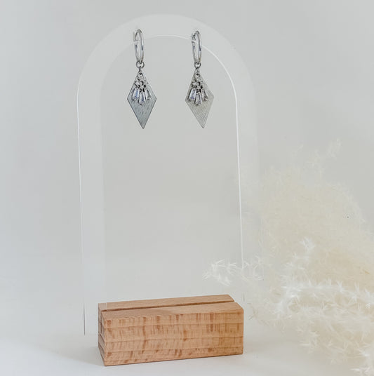 Silver Brushed Diamond Drops