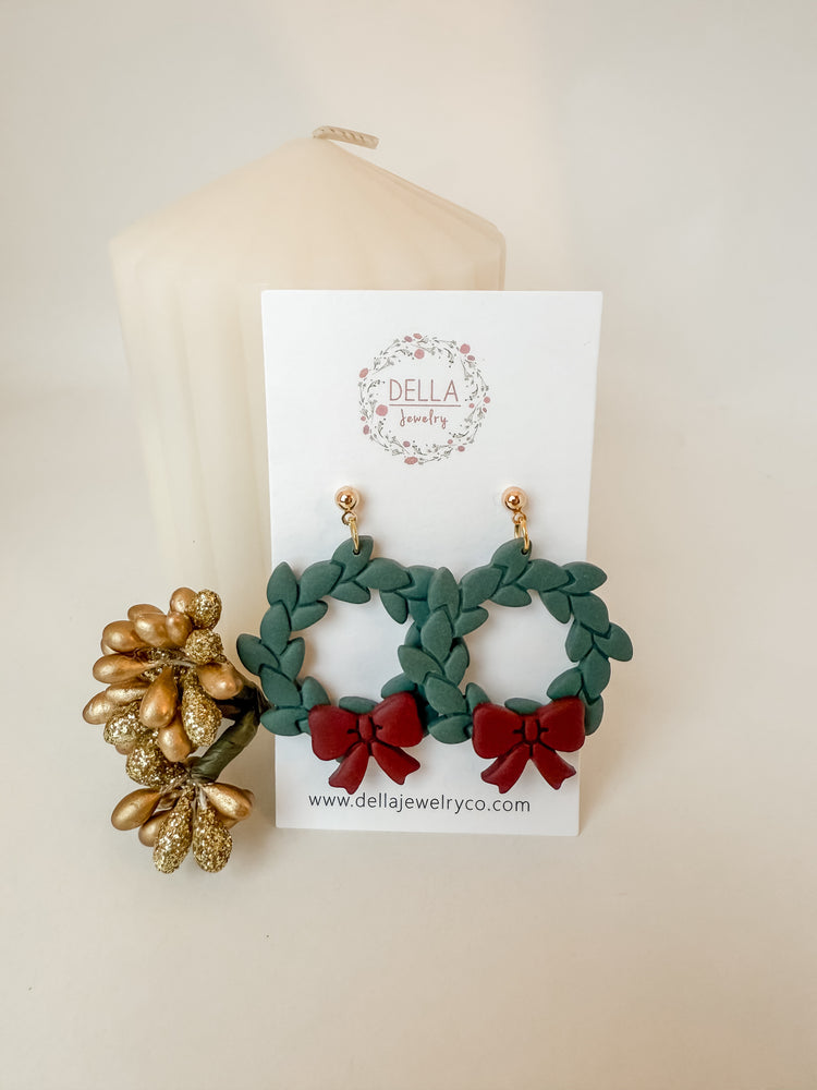 Polymer Clay Wreath Earrings