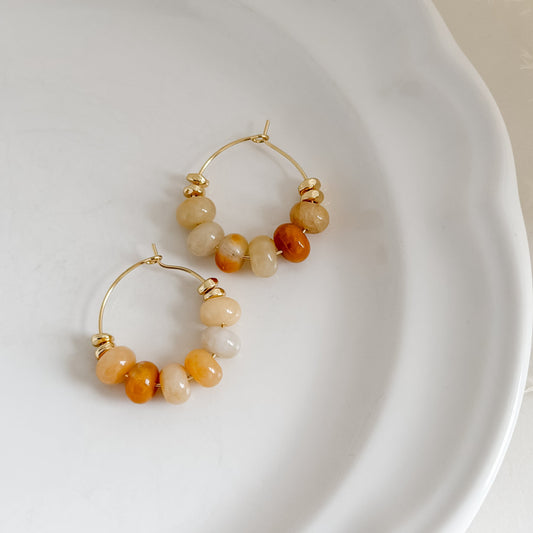 Honey Stone Gold Hoops