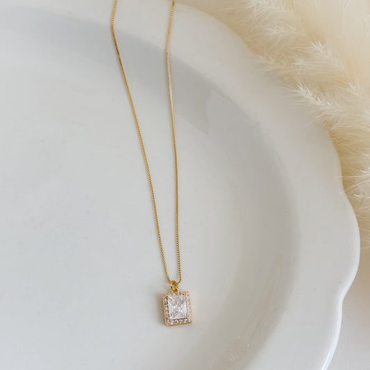 Rectangle CZ Pendant Necklace