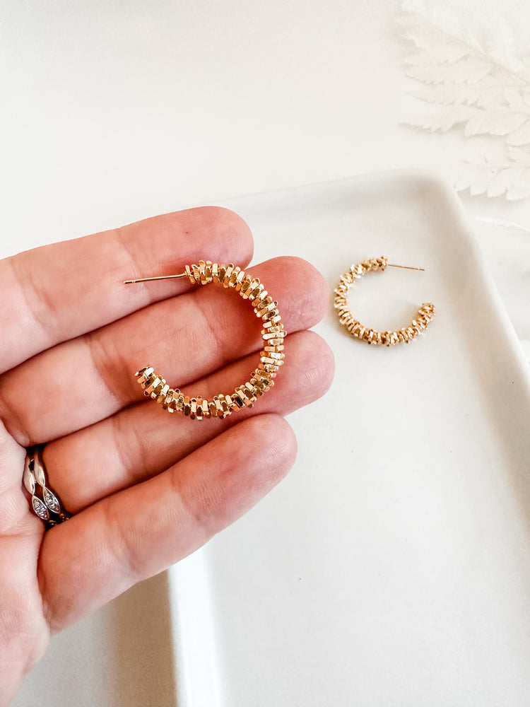 Gold Beaded Layer Hoops