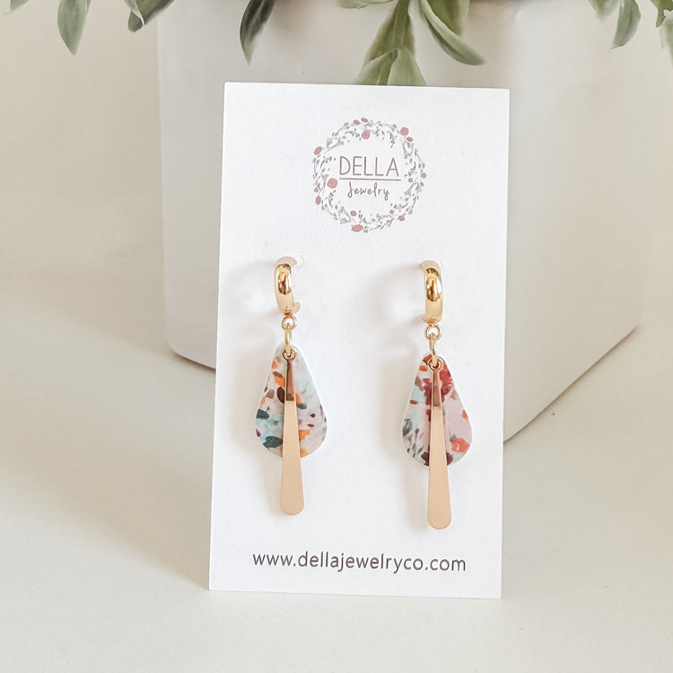 Splatter Floral Print Polymer Clay Earrings