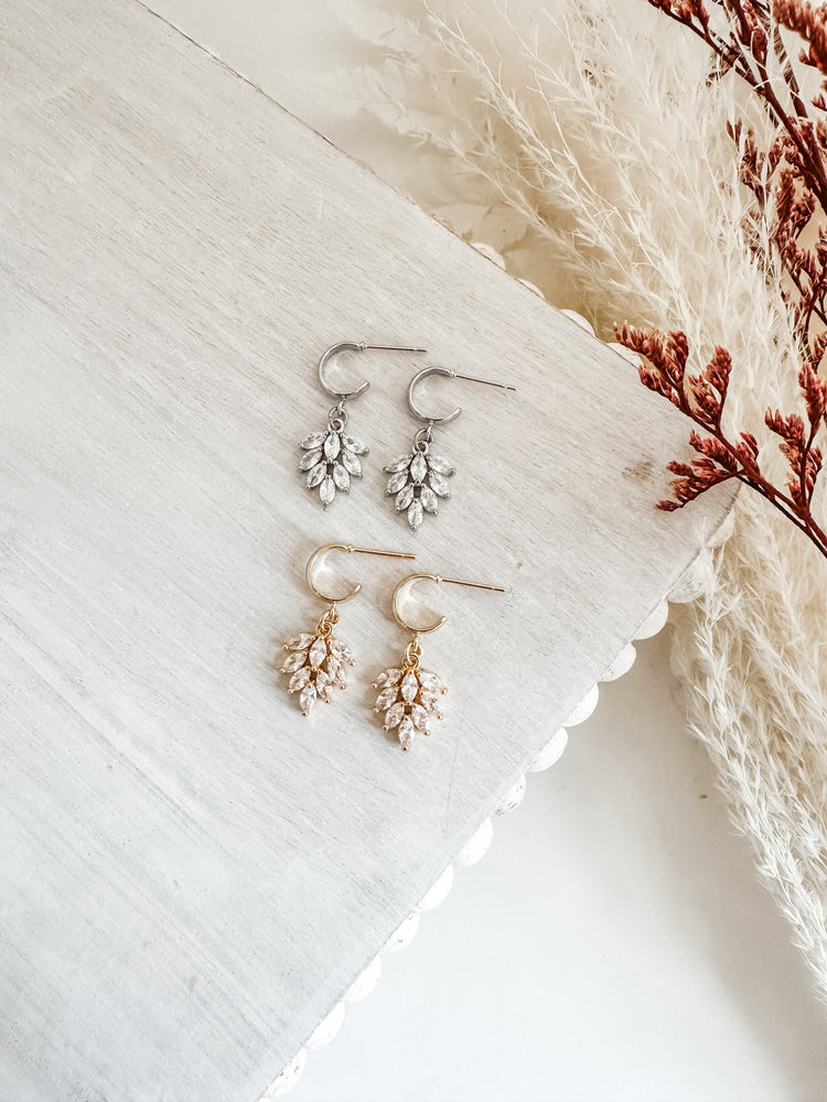 CZ Leaf Earrings