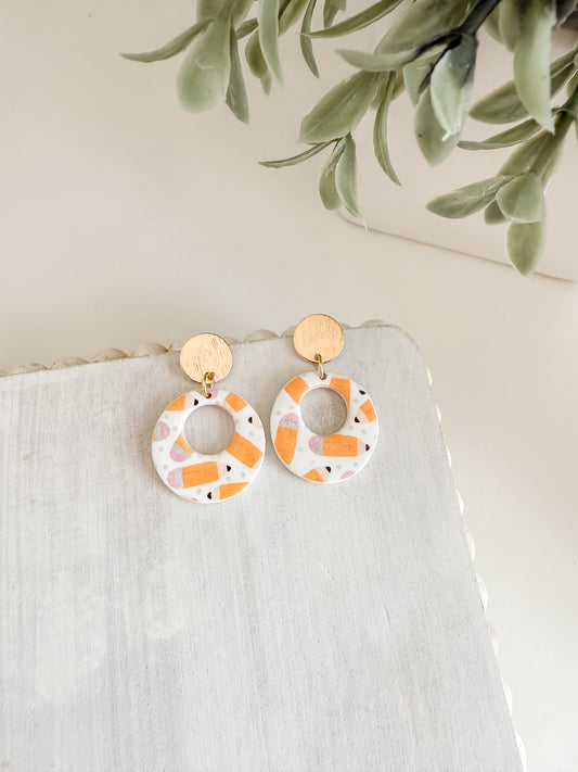 Pencil Print Polymer Clay Hoops