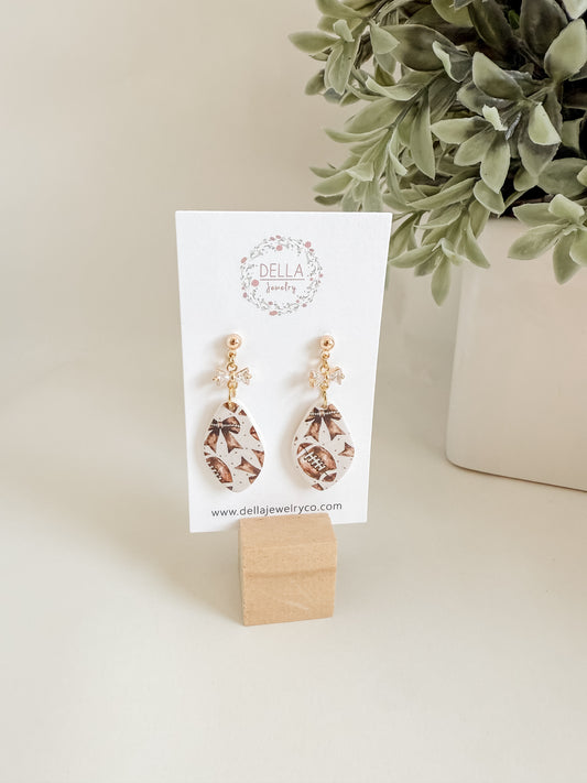Football & Bows Polymer Clay Earrings
