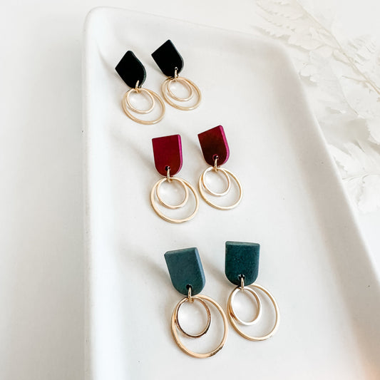 Double Hoop Polymer Clay Earrings