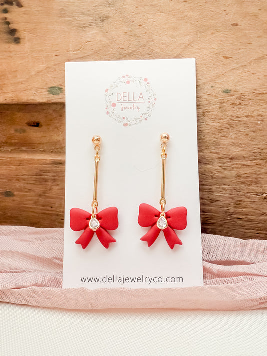 Red Bow Polymer Clay Drops