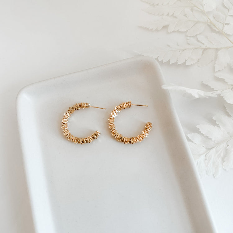 Gold Beaded Layer Hoops