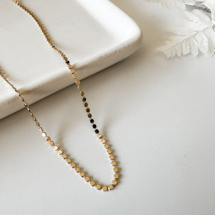 18k Gold Filled Flat Ball Chain Necklace