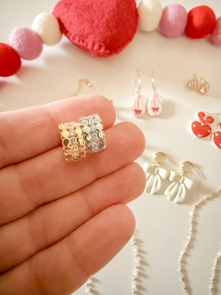 Round Detailed Huggie Hoops