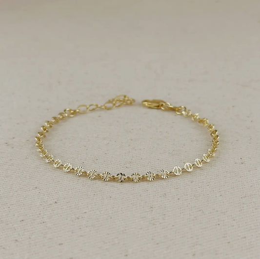 18k Gold Filled Diamond Cut Mirror Chain Bracelet