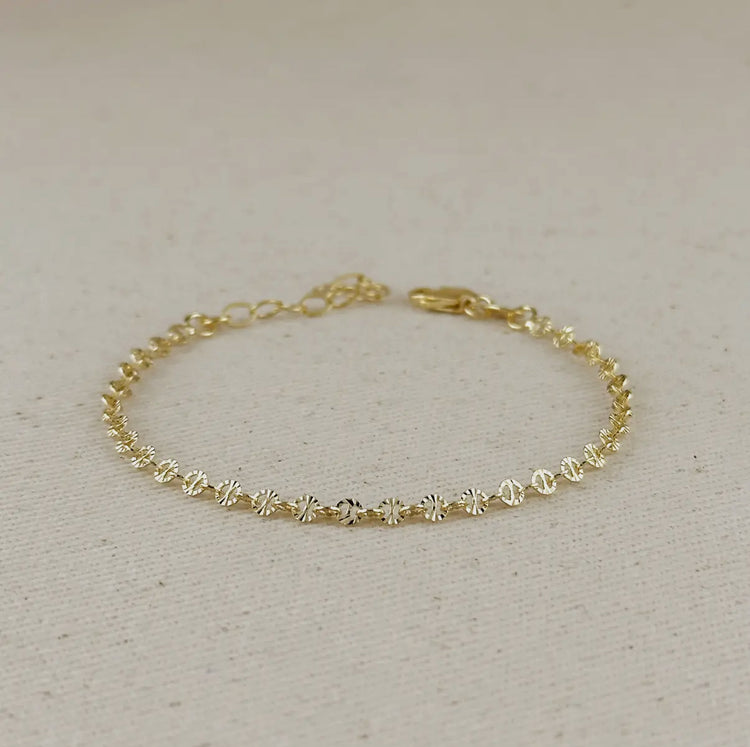 18k Gold Filled Diamond Cut Mirror Chain Bracelet