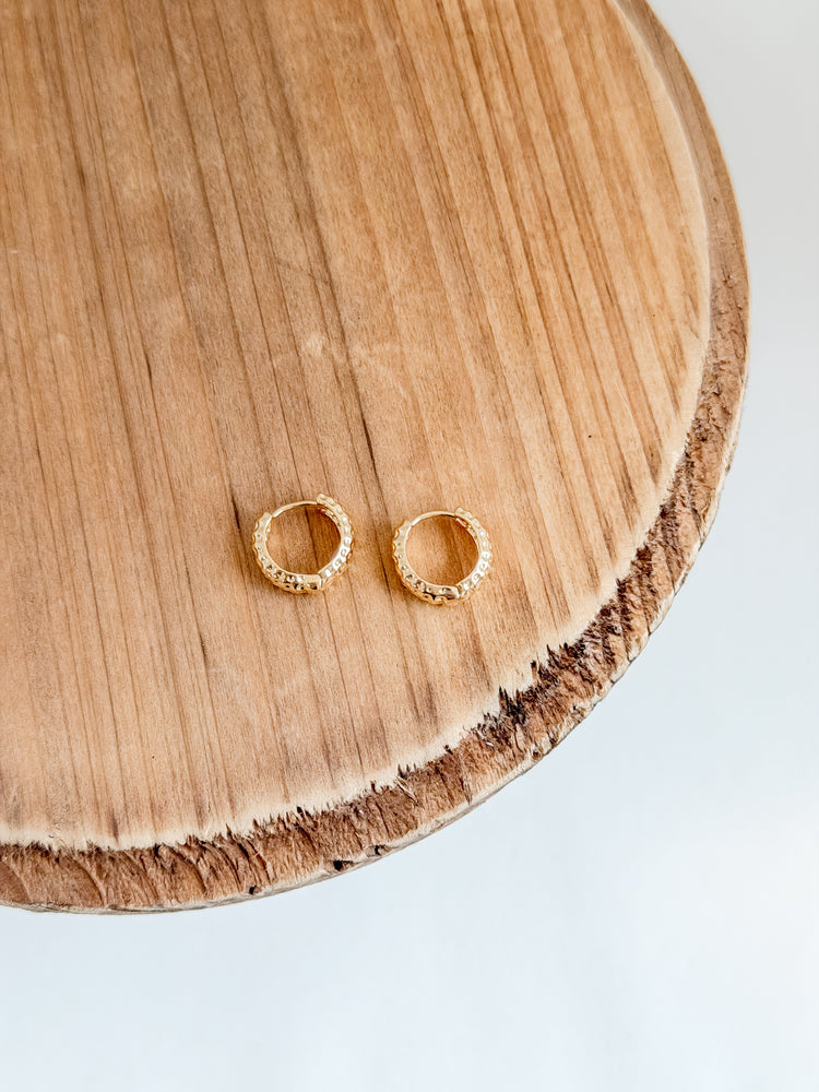 Hammered Gold Huggies