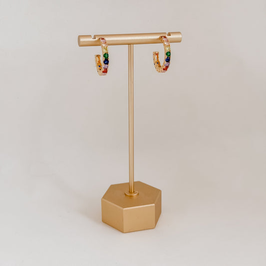 Rainbow Gemstone Hoops